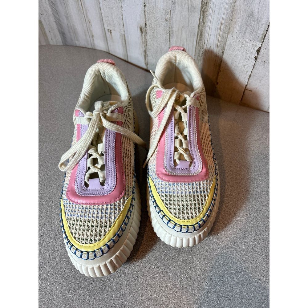 Vodvob Women Lace up‎ Platform Woven Sneakers - Size 10